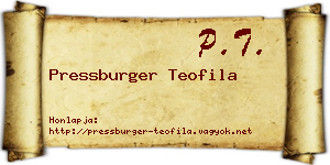 Pressburger Teofila névjegykártya